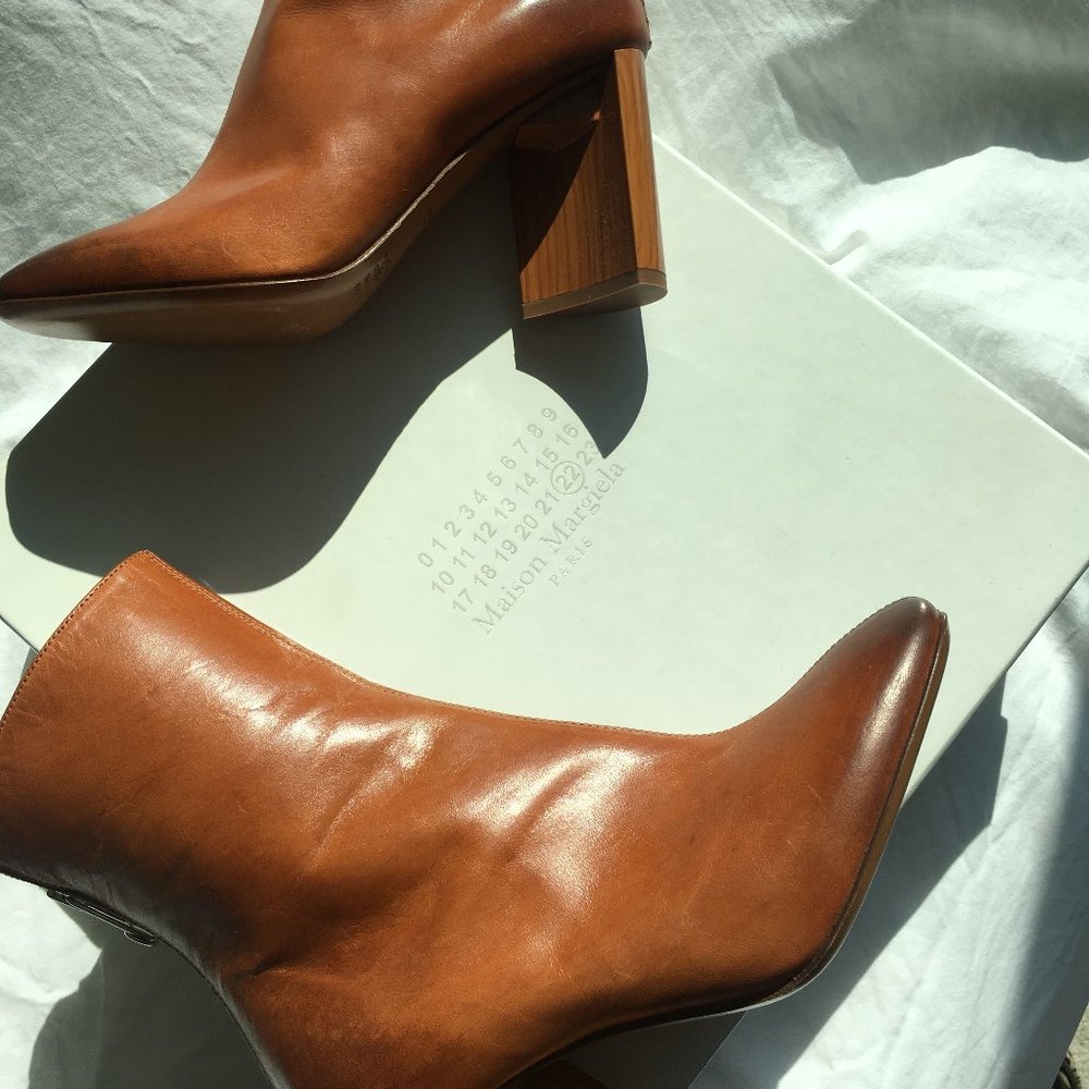 Maison Margiela Tan Leather Ankle Boots